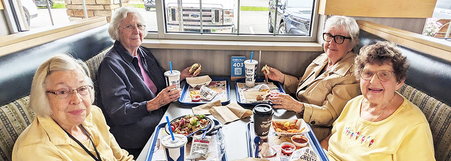 Meadows folks enjoyed lunch at Culvers after a scenic bus trip