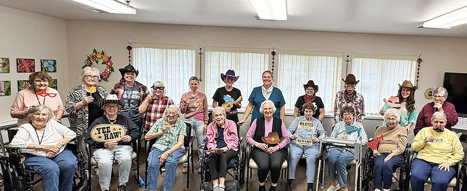 Residents and staff on Wild West Day for National Assisted Living Week.
